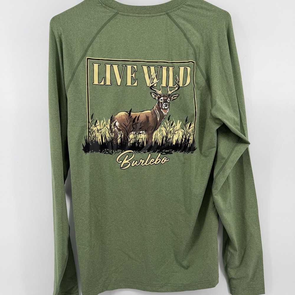 NWT Burlebo Live Wild Mens Long Sleeve‎ Crew Neck Size Medium Athletic Shirt